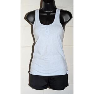 Tommy Hilfiger Tank Top Sleeveless Light Blue 3 Button Fitted Small